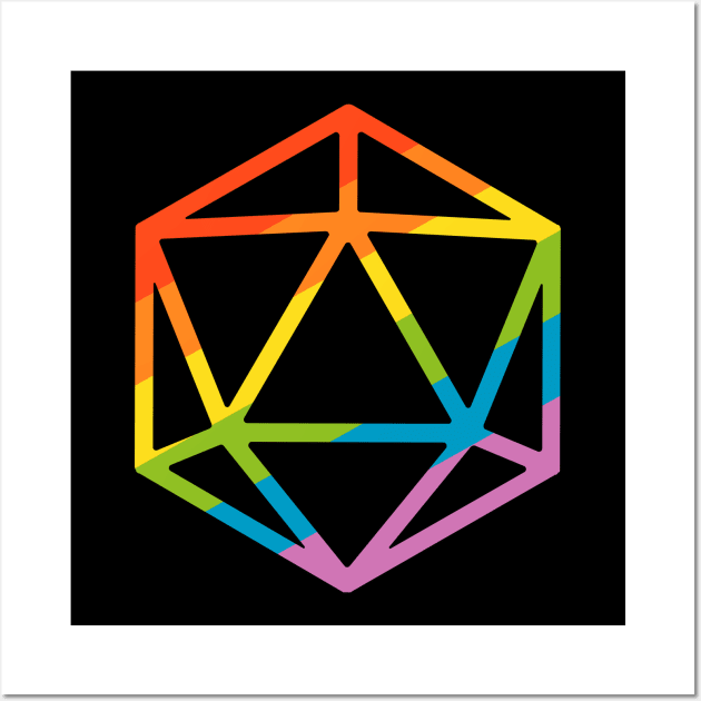 Rainbow Polyhedral D20 Dice Tabletop RPG Gaming Wall Art by dungeonarmory